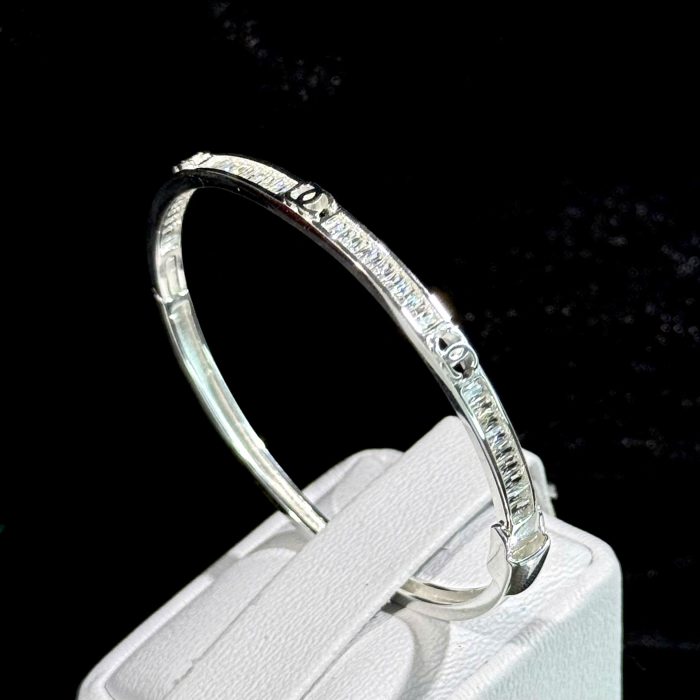 Platinum-Plated Sterling Silver 925 Bangle Bracelet | Elegant Minimalist Design