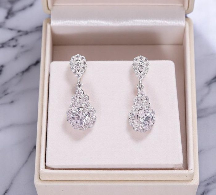Teardrop New Zealand Diamond Earrings | Elegant Sterling Silver Drop Earrings