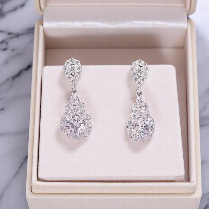 Teardrop New Zealand Diamond Earrings | Elegant Sterling Silver Drop Earrings