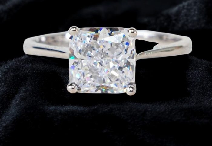 Square South African Stone Solitaire Ring – Sterling Silver Elegance
