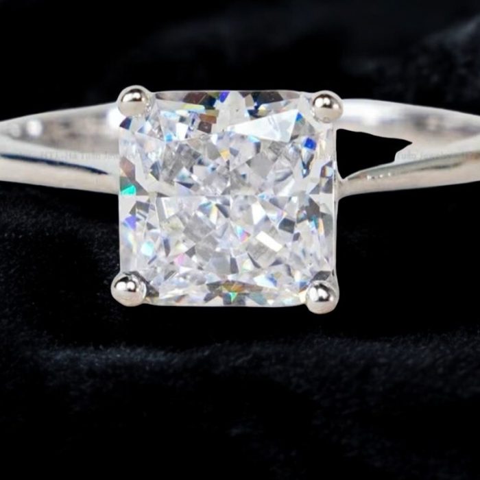 Square South African Stone Solitaire Ring – Sterling Silver Elegance