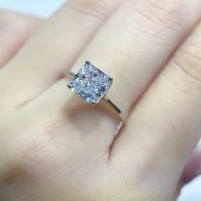 Square South African Stone Solitaire Ring – Sterling Silver Elegance